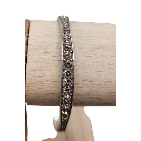 Brighton Orange Crystal Wave Bangle Bracelet Silver Tone 7.5" Vintage - Picture 4 of 13